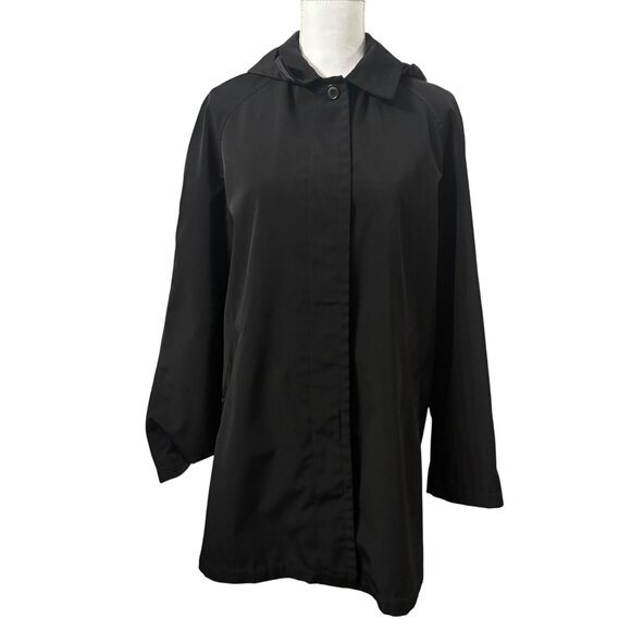 Towne Collection Jackets & Blazers - Towne Collection Black Urban Hooded Sleek Contemporary Rain Jacket Womens Large